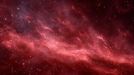Stunning Red Cosmic Nebula with Stars and Gas Clouds in Deep Space Background for Astrophotography Projects