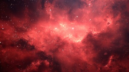 Fototapeta premium Ethereal Red Nebula with Vibrant Stars and Cosmic Dust in Deep Space