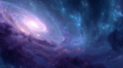 Fototapeta premium Stunning view of a vibrant galaxy with swirling clouds and bright stars in a cosmic landscape during a starry night sky