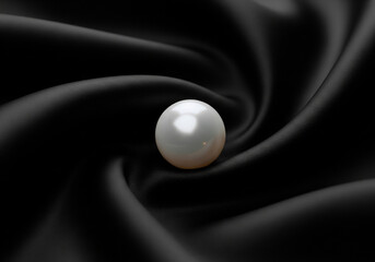 Pearl jewelry gemstone luxury elegant black silk fabric background fashion accessory beauty design art 100