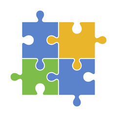 Four puzzle matching pieces for concepts of games, toys, business and start up strategies and solutions.