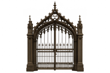 Intricate gothic gate isolated on transparent background, perfect for architectural visualization or fantasy projects