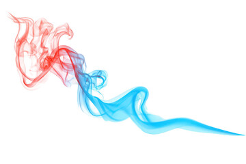 Abstract swirling smoke, red and blue