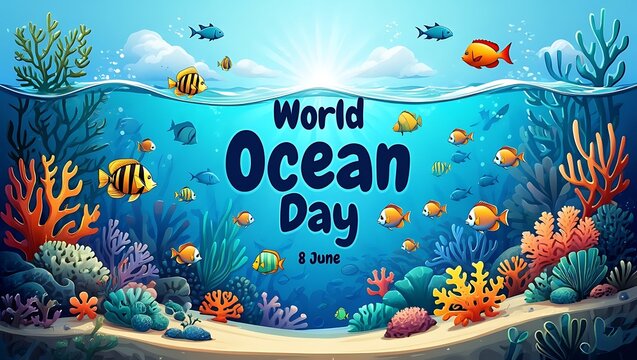 Vibrant underwater world celebrating world ocean day