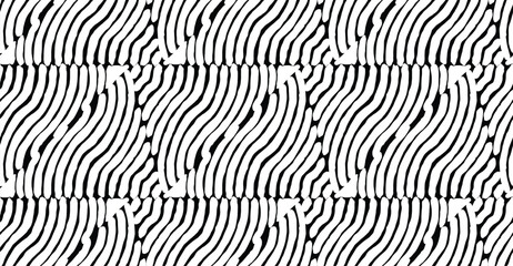 Hand drawn brush line abstract triangles seamless pattern, Japanese ethnic and tribal wood carving, block print texture background. Simple geometric graphic for textile, decoration, carpet