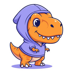 Obraz premium A cute orange dinosaur t-rex wearing hoodies cartoon illustration