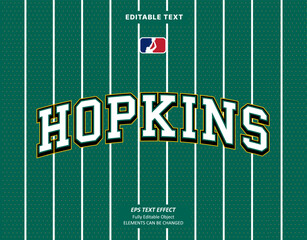 Editable Text Effect Vector of Green Jersey back college white yellow team name sport printable embroidery Design for club, garment, printing, merchandise, basketball, baseball, football