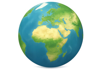 Naklejka premium Earth globe rotating, showing europe and africa continents, on transparent background, ideal for educational and environmental projects