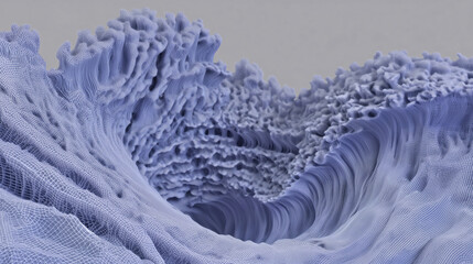 3D banner wallpaper of technological structures with natural rock shapes