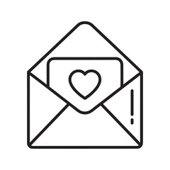Love letter icon with open envelope showing heart card for romance valentine day and wedding invitation representing passion and affection message