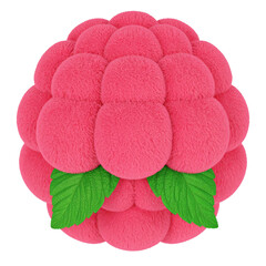 Plush Cute fluffy rasberry 3d rendering Isolated on white png