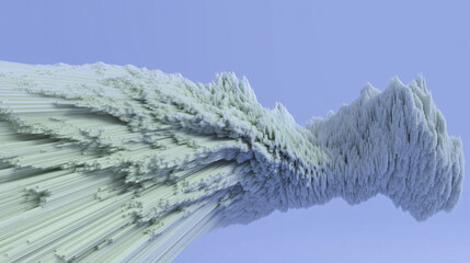 3D banner wallpaper of technological structures with natural rock shapes