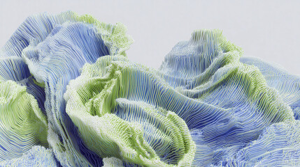 3D banner wallpaper of technological structures with natural rock shapes