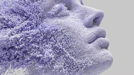 Face formed by nanobot particles, AI concept, robotics, computing, and technology