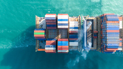 Smoke exhaust gas emissions carbondioxide from cargo lagre ship container ship,Marine diesel engine...
