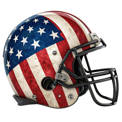 American football helmet decorated with the united states flag isolated on transparent background
