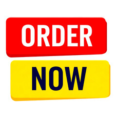 Red and yellow buttons with text order now isolated on a transparent background image