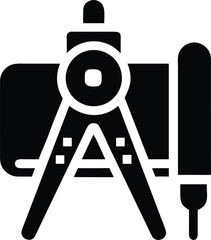Geometric compass and pen icon