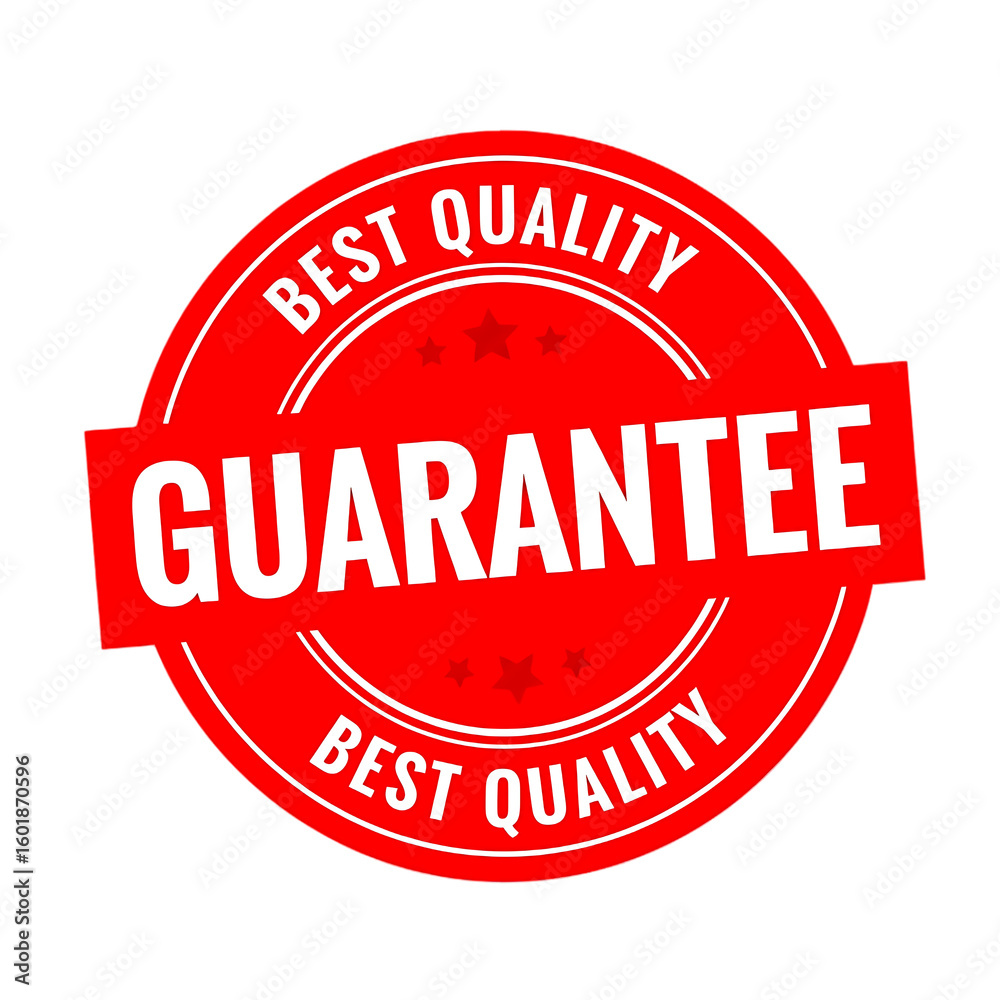 Poster red circular guarantee badge with white text best quality isolated on a transparent background image
