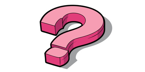 Naklejka premium Pink Question Mark 3D Symbol on White Background Help, FAQ, Support, Confusion or Inquiry Icon Graphic for Web and Design Use vector illustration.