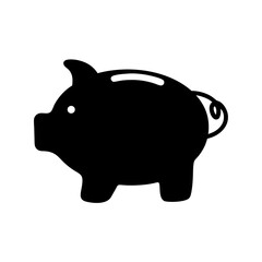 Simple black silhouette of a piggy bank, representing savings and finance