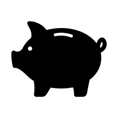Piggy bank icon in solid black, a symbol of financial savings