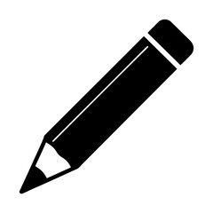 Simple black and white vector icon illustration of a writing pencil tool