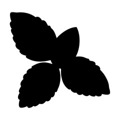 Silhouette of four overlapping leaves or petals, possibly basil or mint