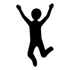 Silhouette of a Person Jumping with Arms Raised in Joyful Celebration