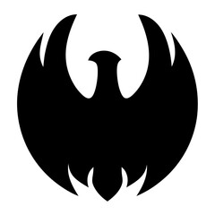 Striking Black and White Image of a Winged Bird Symbol Design