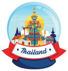 Vibrant Thai Culture in a Snow Globe Illustration