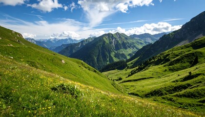 Fototapeta premium Alpine valley vista