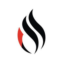 Modern abstract flame logo icon. Stylized fire symbol in red and black. Vector graphic for branding, energy, or passion concepts.
