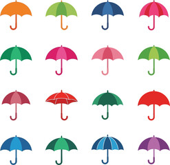Obraz premium A collection of colorful umbrellas arranged in a grid pattern on a white background