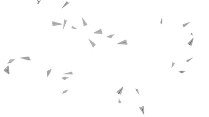 3D Render a bunch of paper airplanes flying in the sky