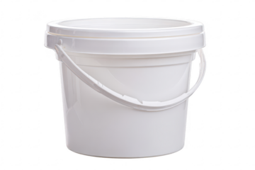 White plastic bucket with lid and handle (24)