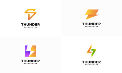 Fototapeta premium Set of Modern Thunder Lightning logo designs concept vector, Electricity logo template symbol icon