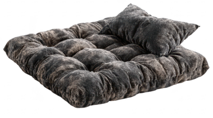 Gray, patterned floor cushion with matching pillow