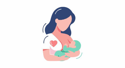 Fototapeta premium Loving mother tenderly nursing her baby with a heart symbol
