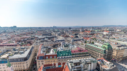 Panoramic aerial view of Vienna, austria, from south tower of st. stephen's cathedral timelapse