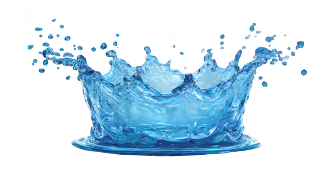 Water splash crown shape, vibrant blue