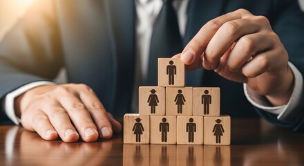 Human resources management concept building team organization structure hierarchy