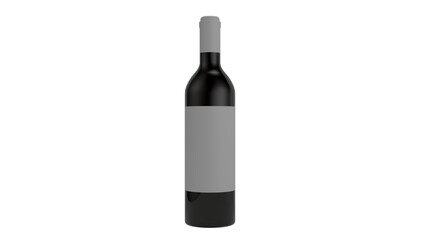 3D Render a bottle of wine with a blank label