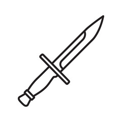 Fototapeta premium Dagger knife icon for military combat and medieval weapon representing sharp blade for attack defense and fantasy game short sword equipment