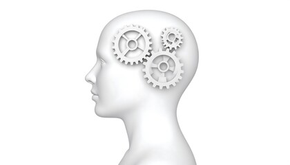 Human head with gears in the brain