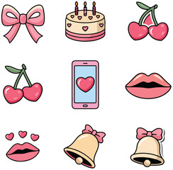 set of cherries vector illustration