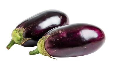 two fresh eggplants isolated on white background