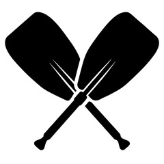 Crossed kayak paddles silhouette, representing recreation, outdoor activities, and water sports adventure