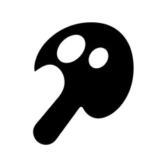 Abstract Black and White Shape with Two Holes and Stem Design