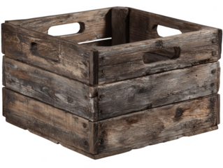 Rustic wooden crate, weathered and aged